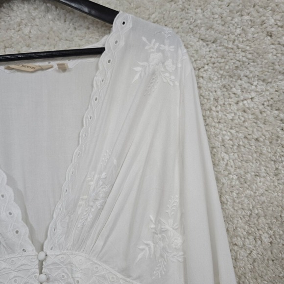 Soft Surroundings Shirt Womens Large Icon Melissani Tunic Top Scallop Hem Eyelet - Picture 3 of 13